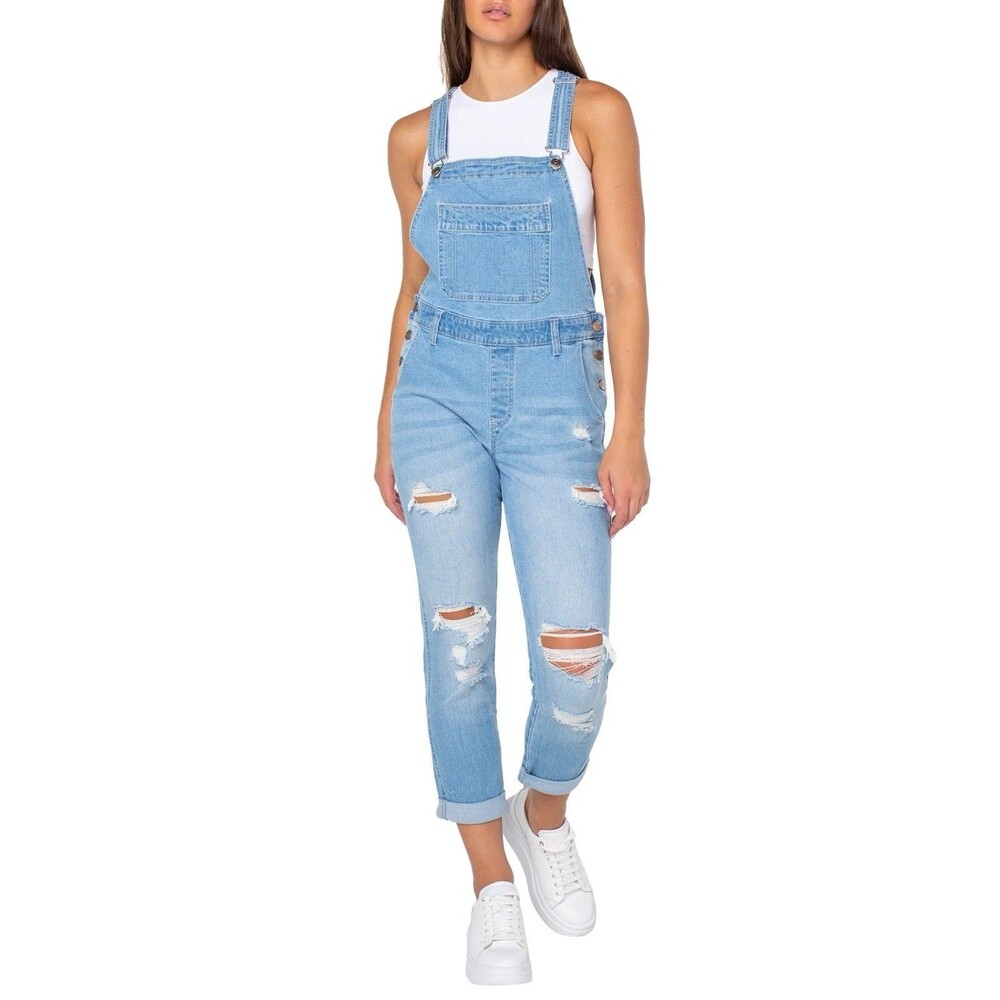 Celebrity Pink Women’s Straight Leg Distressed Farm Hand Overalls Size 5